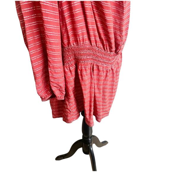 Lane Bryant Size 26/28 Square Neck Off The Shoulder Peasant Blouse Pink Metallic - Picture 4 of 12